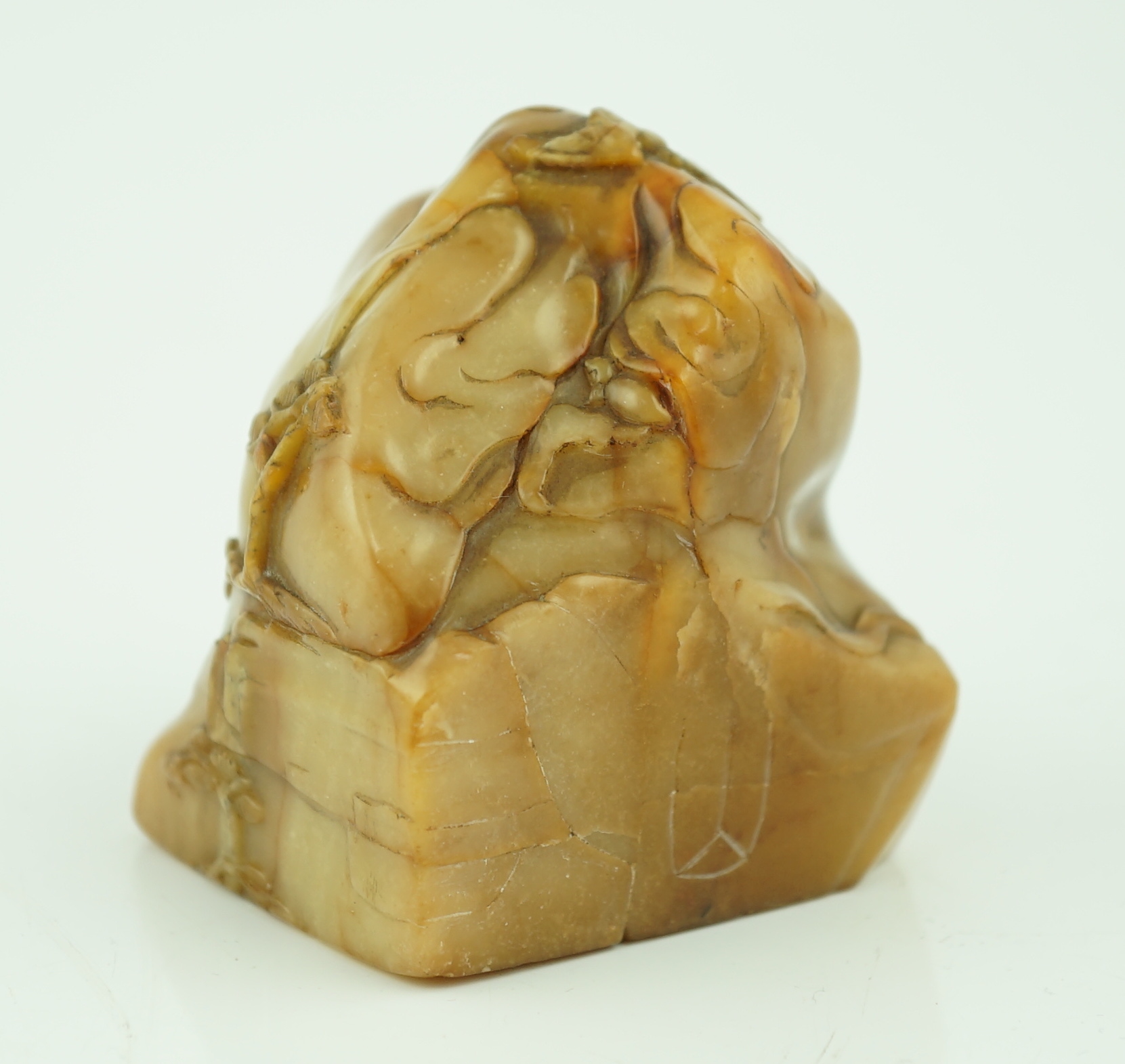 A Chinese soapstone mountain seal, Qing dynasty